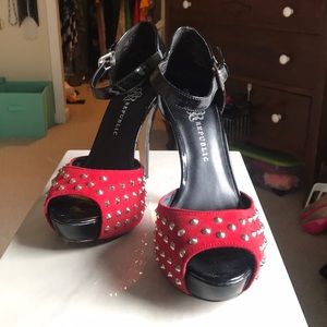 Rock and Republic black and red studded heels